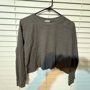GAP TEEN 10 Dark Gray Cropped waffle texture